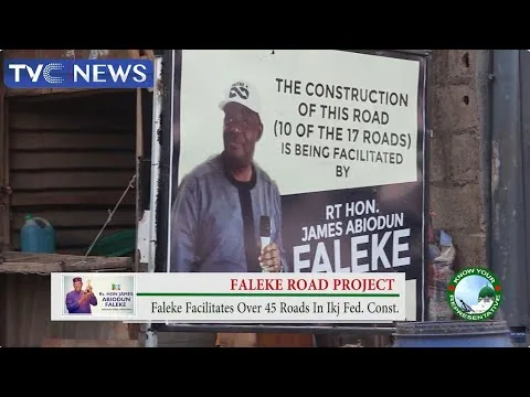 A road project signboard in Ikeja Federal Constituency facilitated by Hon. Faleke